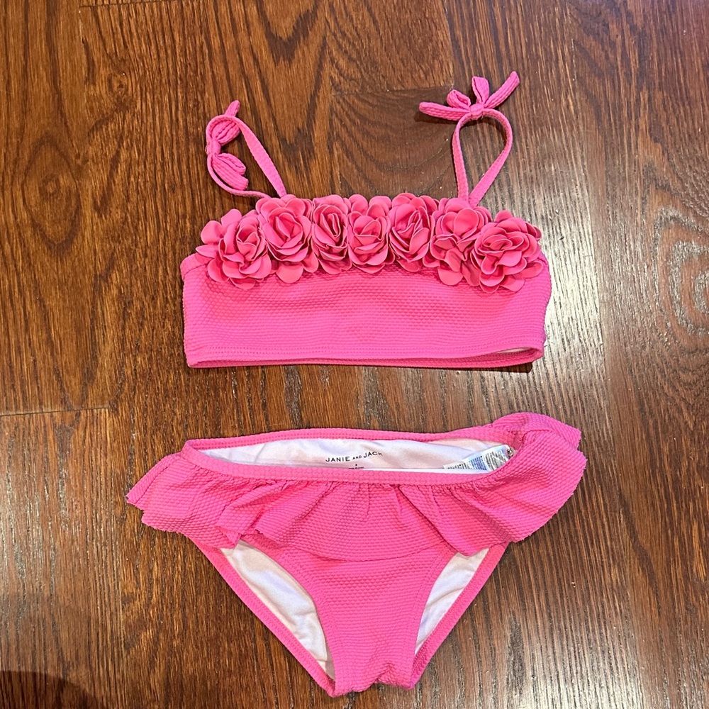 Girl toddle pink flower bikini size 3
